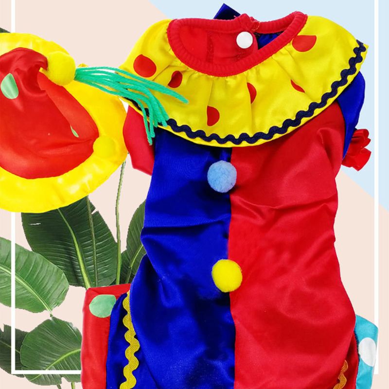 Färgglad sällskapshund rollspel kostym valp katt söt clown kostym juldekor