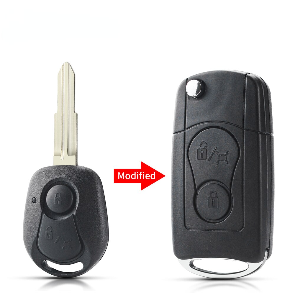 Keyyou 2 -knapps byte av bilnyckel fob fodral fjärrskydd för ssangyong actyon kyron rexton med oslipat blad: Uppgraderingsnyckel