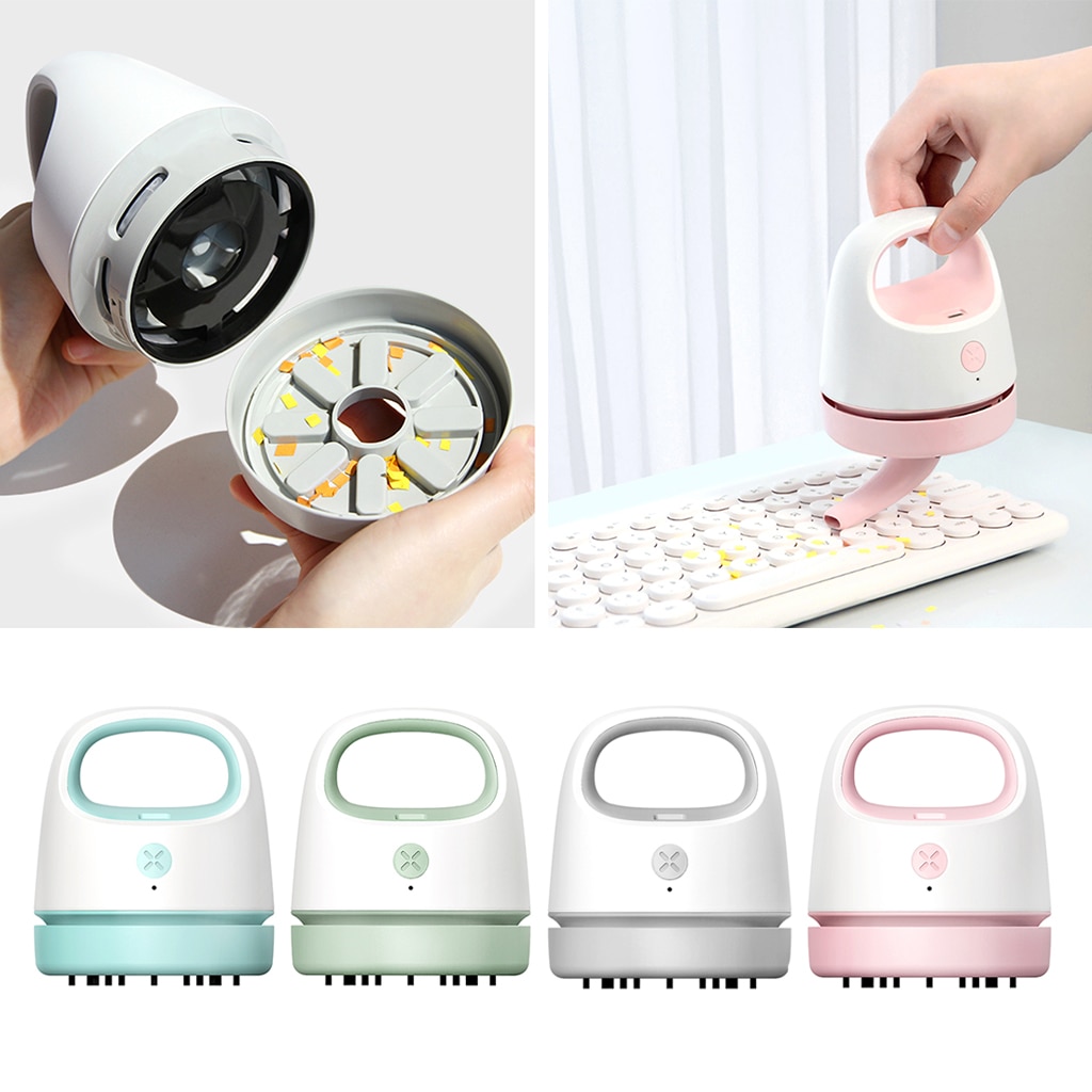 Portable Mini Vacuum Cleaner Office Desk Dust Table Sweeper Desktop Cleaner With Clean Brush Dust Busters Cordless Rechargeable