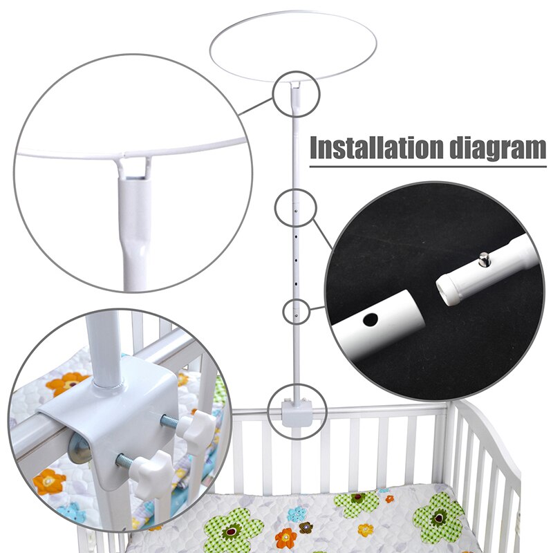 Adjustable Net Stand & Crib Canopy Holder - Nursery Bed Canopy Support Bracket