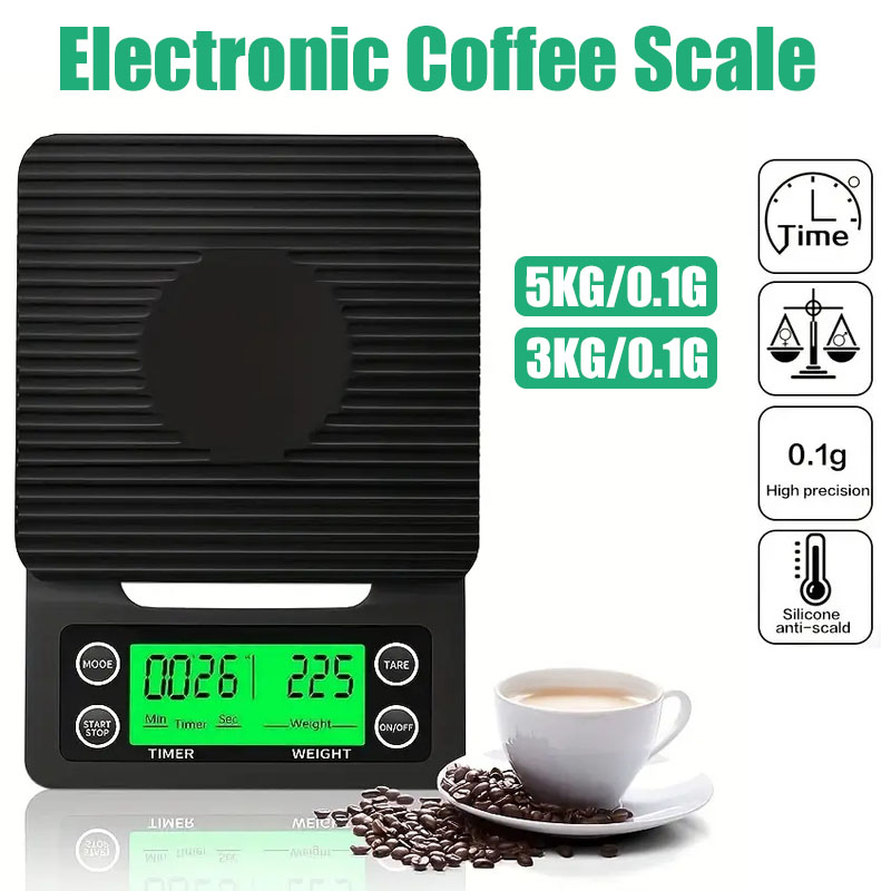 Báscula de café de alta precisión con temporizador, balanza de cocina multifuncional, balanza Digital electrónica LCD para hornear alimentos, 3/5kg, 0,1g