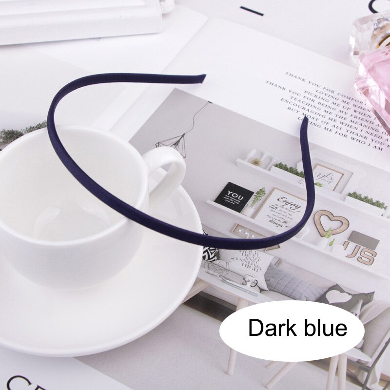 10 sztuk zwykły stałe 5MM satynowa pokryte żywicy Hairbands ze stali nierdzewnej pałąk akcesoria do włosów dla dorosłych dzieci prezent: dark blue