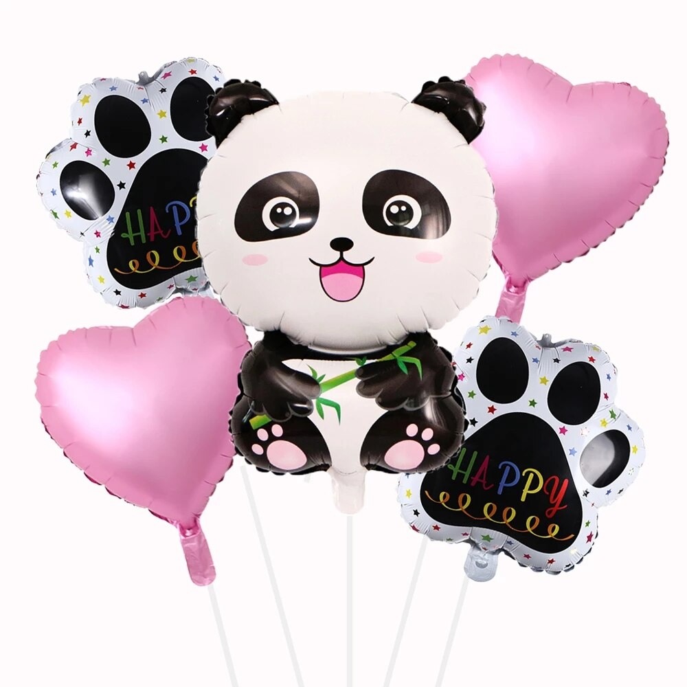 6Pcs Dieren Thema Cartoon Ballonnen Panda Folie Helium Panda Poot En Ster Hart Ballons Verjaardag Baby Shower Decoratie Kids speelgoed: Style3