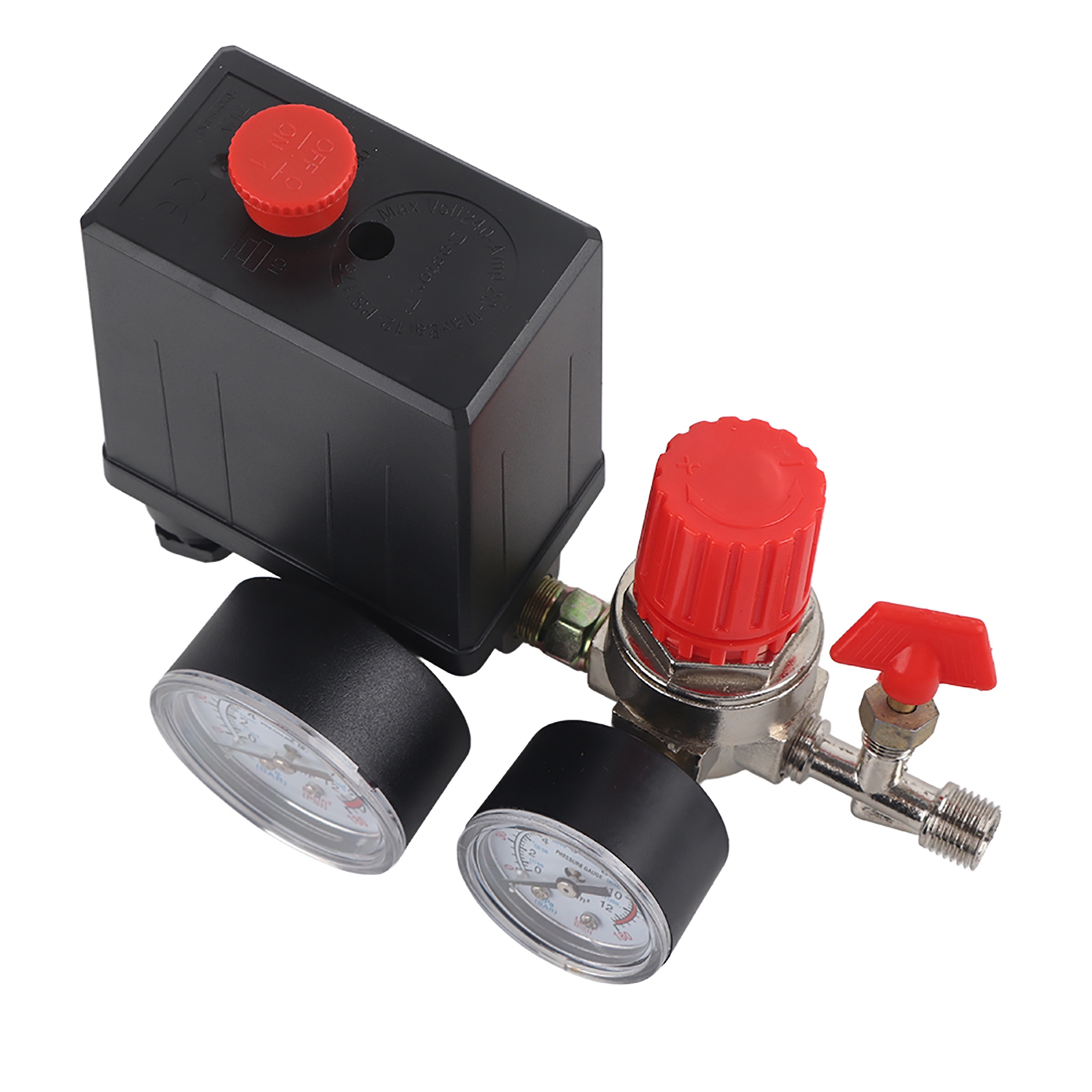 Air Compressor Valve Small Air Compressor Pressure Switch Control Valve Regulator with Gauges Air Compressor Pressure Switch: Default Title