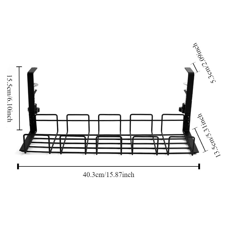 Under Table Storage Rack Metal Cable Management Tray Home Office Desk Wire Organizer No Punching Kitchen Storage Accessories: Default Title