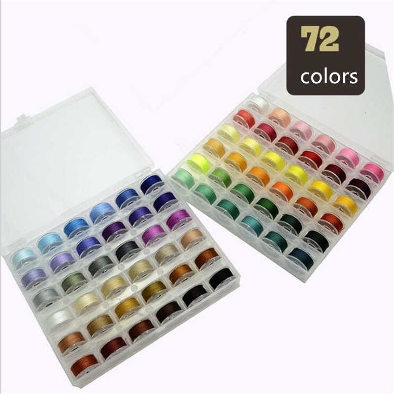 25/36/50/72pcs Coloful Sewing Thread 25 Grid Clear Plastic Machine Bobbins Embroidery Pre-wound Bobbins Thread kit