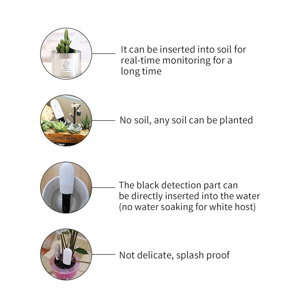 Intelligente di Acqua Del Suolo Misuratore di Umidità Acidità di Umidità Luce Del Sole di Prova di Luce Giardino Piante Fiori Umido Tester Strumento di Prova
