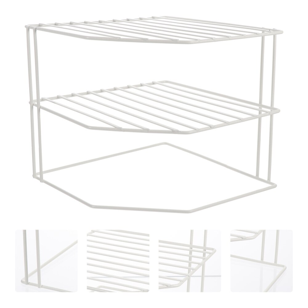 1pc 3 Tier Bathroom Storage Open Shelf Unit Free-Standing Metal Corner Rack