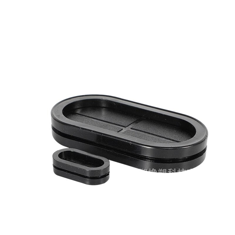 10Pcs Groove Black Synthetic Rubber Oval Shape Double-Sided Wires Grommet Gaskets Protector Rings