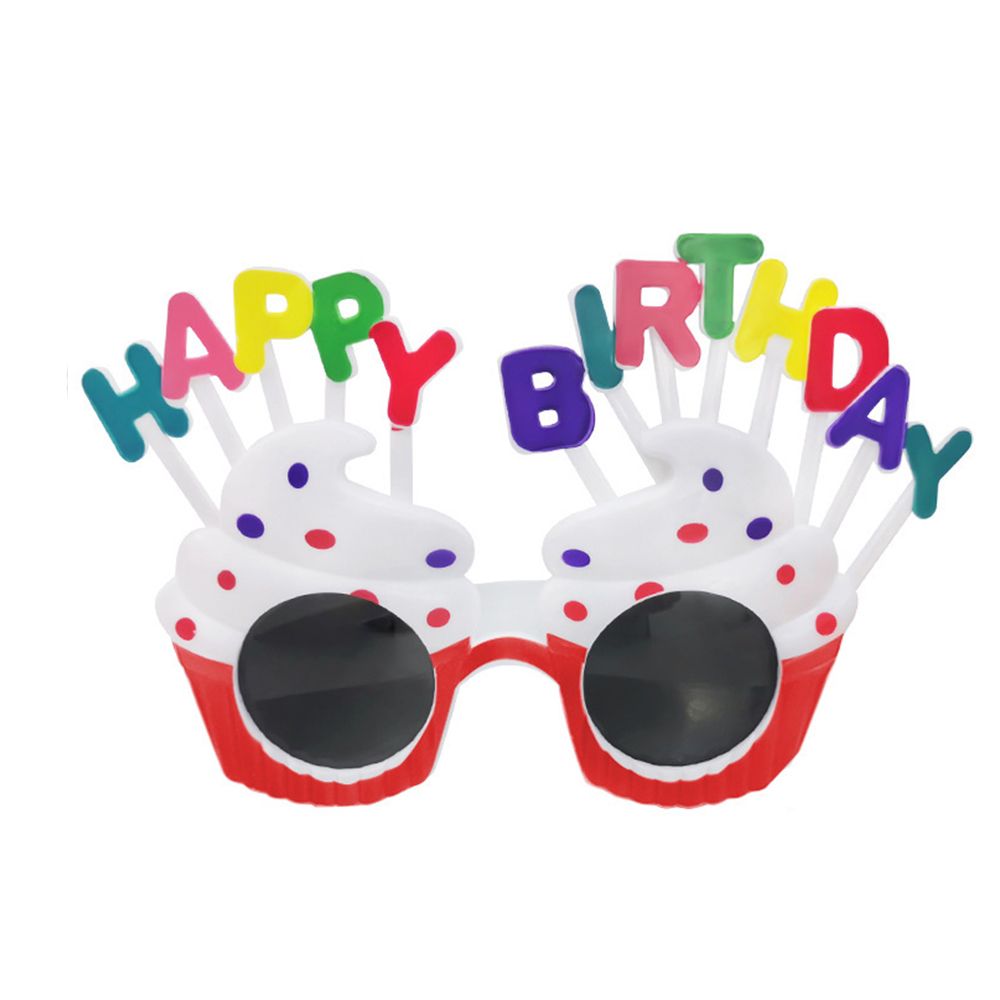 Funny Happy Birthday Glasses Cake Dollar Party Decoration Glasses for Adults Kids Newborn Photography Props: white-Red Frame