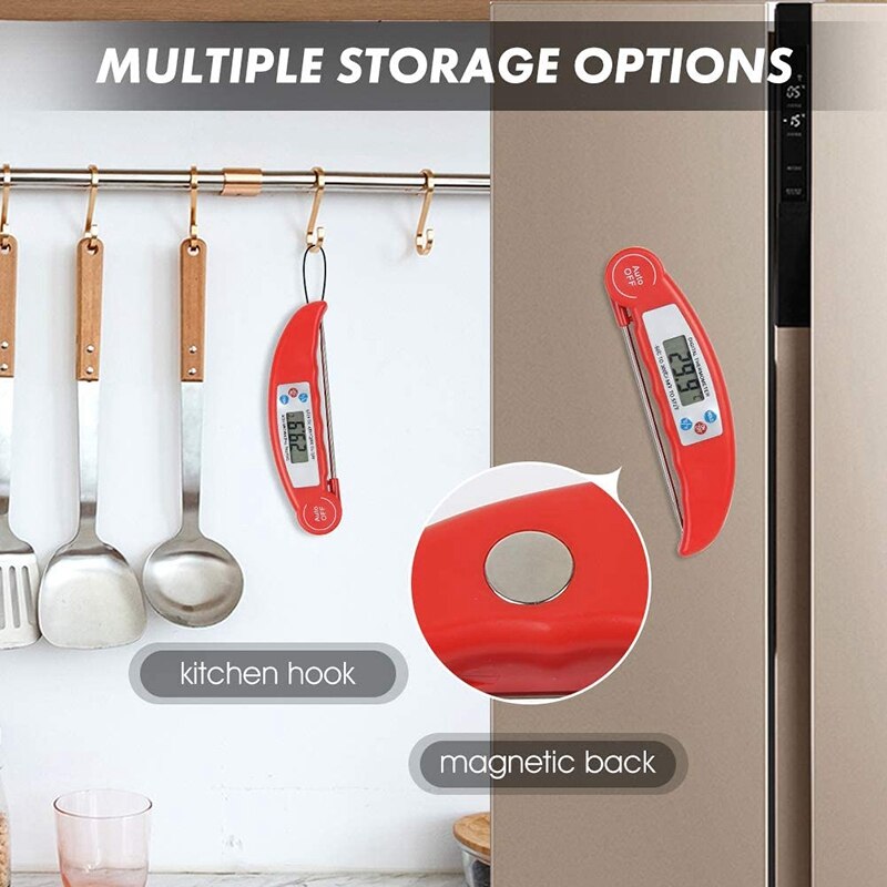 Direct afleesbare vleesthermometer - beste ultrasnelle thermometer met kalibratie voor keuken, koken, grillen en barbecueën