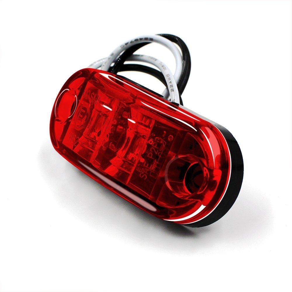 Fuleem 10Stck rot LED 2,5 ZOLL 2 Diode Licht Oval Freiheit Anhänger Lkw LED Seite Marker Lampe 12V 24V Wasserdicht