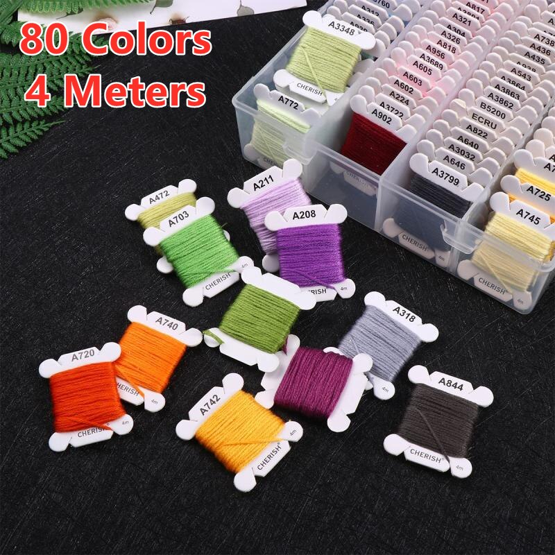 80 Colors 4 Meters Embroidery Thread Set DIY Handmade Accessories Cross Stitch Thread Insole Embroidery Thread DIY Sewing Use
