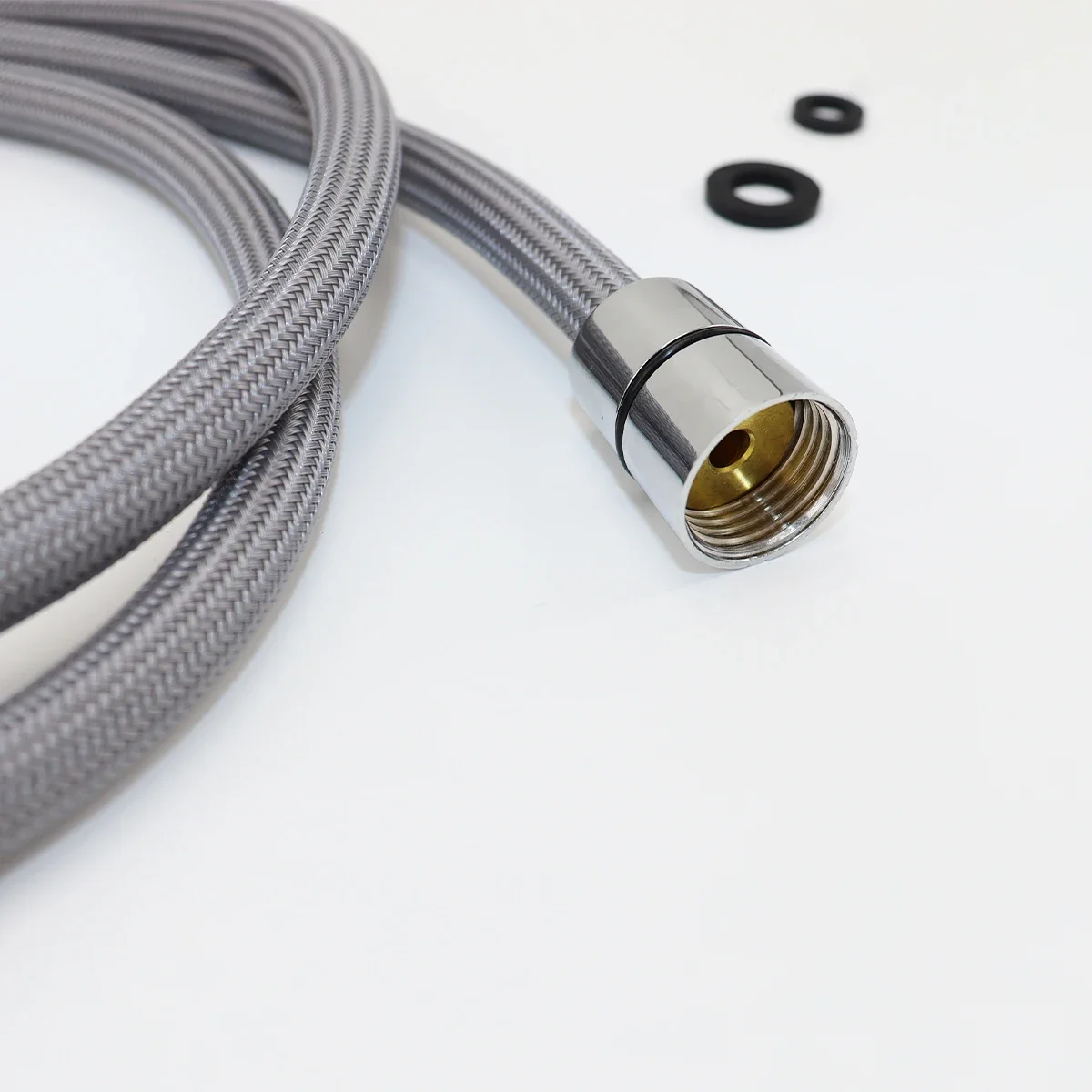 Manguera Flexible trenzada de nailon para grifo de cocina, accesorio de movimiento extraíble, tubo interior de Gel de sílice gris, F1/2 M15 * 1