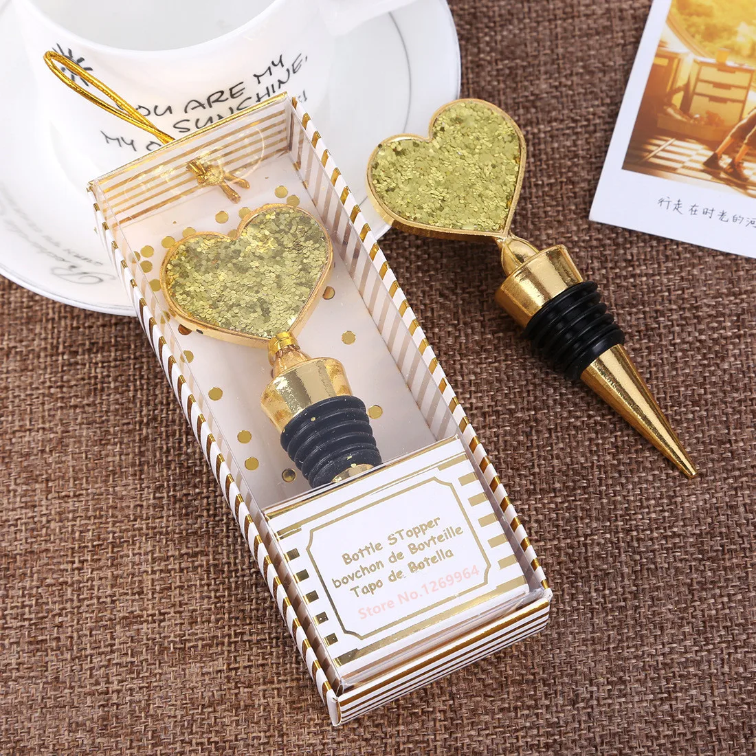 10 boîtes de tire-bouchon en forme de cœur d'amour, ouvre-bouteille de vin + bouchon de vin, de mariage pour invités, ensemble ouvre-bouteille, décoration de mariage: green
