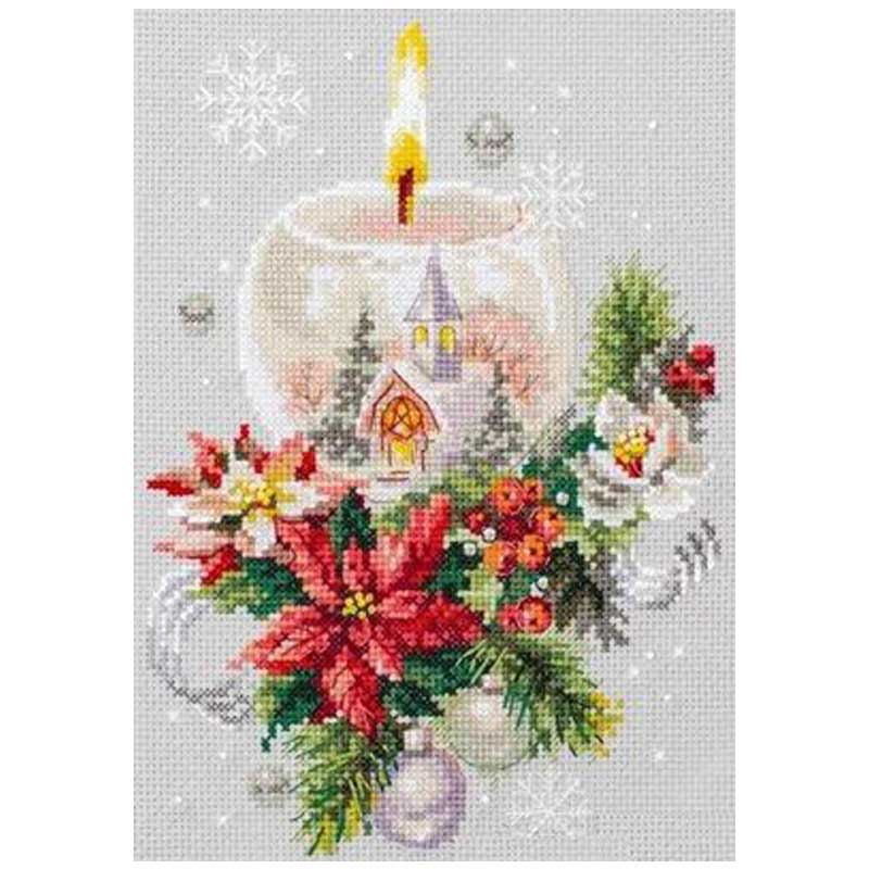 Natal vela sinos padrões contados ponto cruz 11ct 14ct 16ct 18ct diy kit de ponto cruz bordado chinês conjunto: Christmas candle / 18CT white canvas
