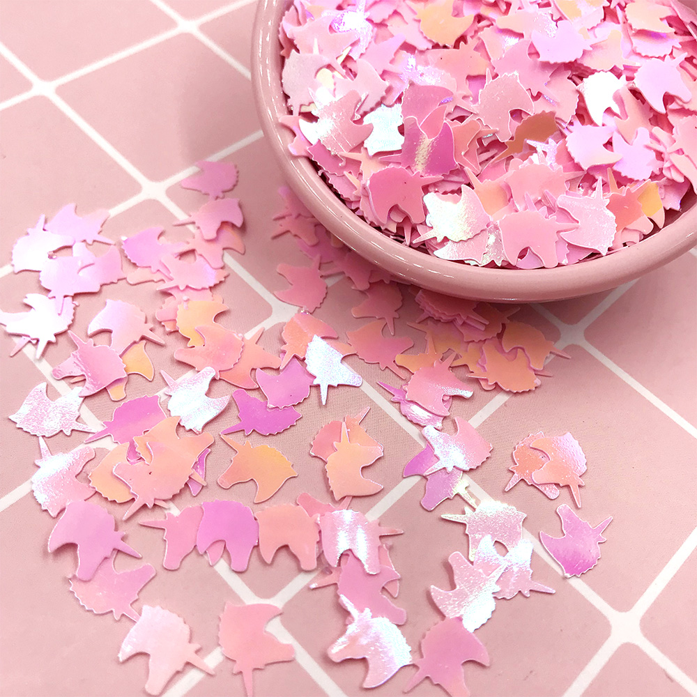 20 g/partij Cartoon Eenhoorn Losse Pailletten voor Ambachten Pailetten DIY Pailletten Craft Glitter Confetti Nail Art Naaien Accessoires 11mm: pink