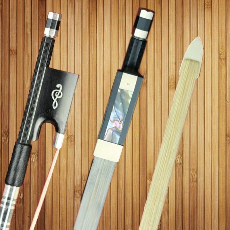 Top Grade Golden Braided Carbon Fiber 4/4 Violin Bow Best Balance AAA Mongolia Black/White Horse Hair Bow: Model 6 White