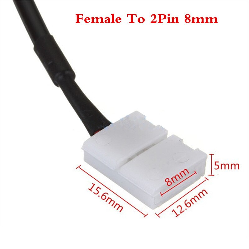 5/10 pcs 10mm 8mm 2pin Vrouwelijke Vat DC Adapter Power LED Strip Connector Kabel Voor SMD 5050 5630 3528 led Strip gratis solderen: Female To 2Pin 8mm / 5 pcs