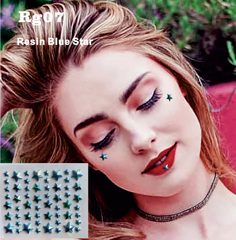Linahoshi RG07 Blauwe Ster Hars Diy Stok Op Onder Gezicht Juwelen Sticker Lip Make Decor Sticker Voor Dress Up, kostuum Party