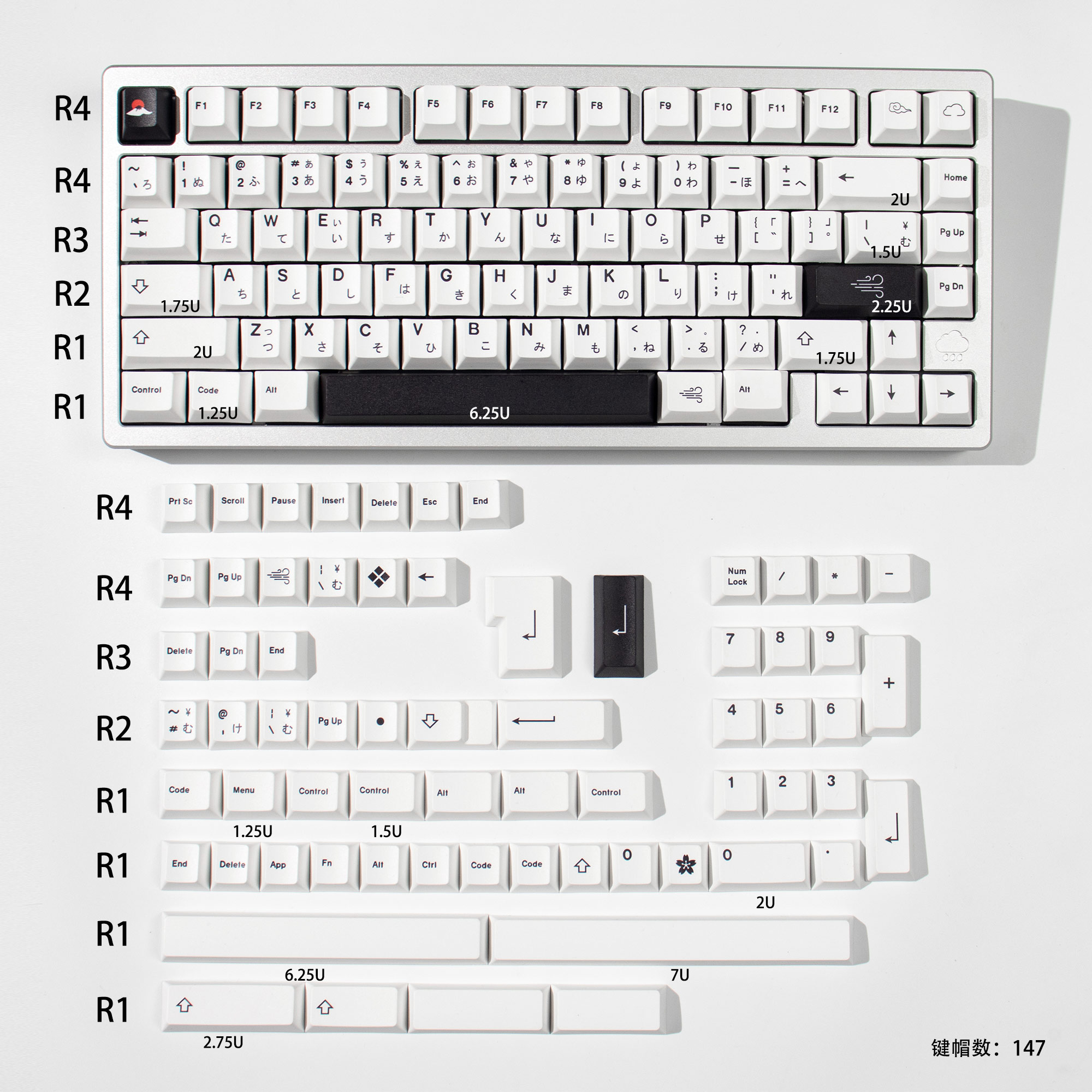 GMK Sushi TaiChi grand ensemble DYE-SUB PBT Keycap personnalité personnalisée japonaise profil cerise Keycaps pour clavier mécanique 61/64: Vert Olive