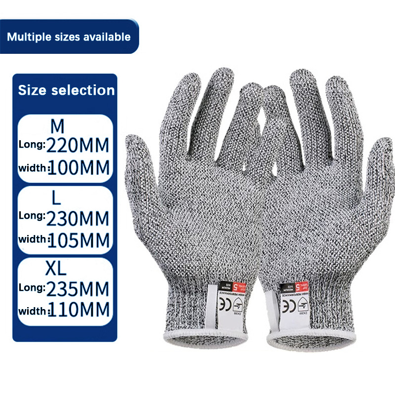 Guantes resistentes a cortes Grado 5, cuchillo de cocina de carpintería resistente a la abrasión, protección de manos antideslizante para agarrar peces: YELLOW