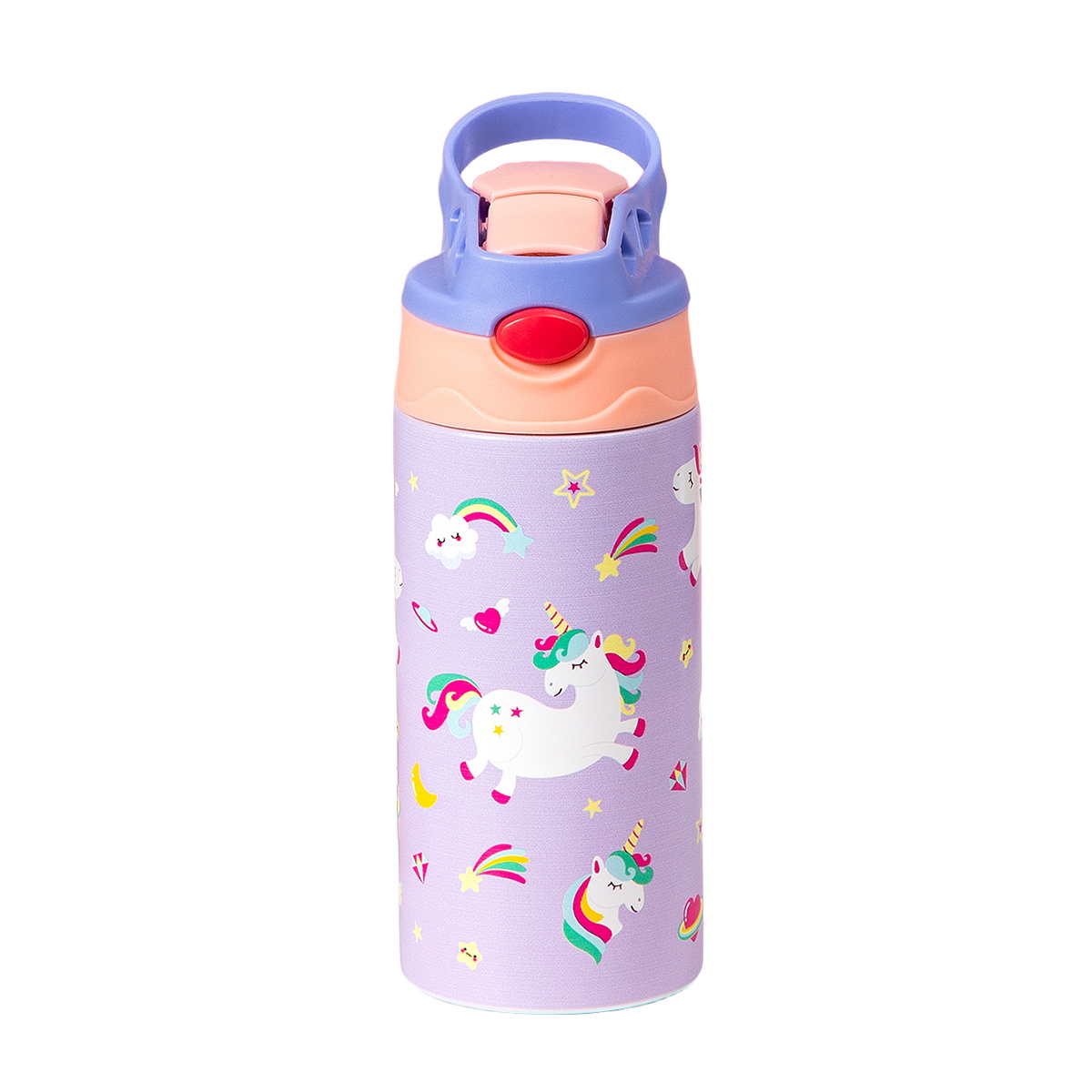 Tasse Thermos à motif de dessin animé de 12OZ/350ml, bouteille isolée en acier inoxydable, bouilloire Thermos pour enfants, tasse portative d'extérieur: Violet