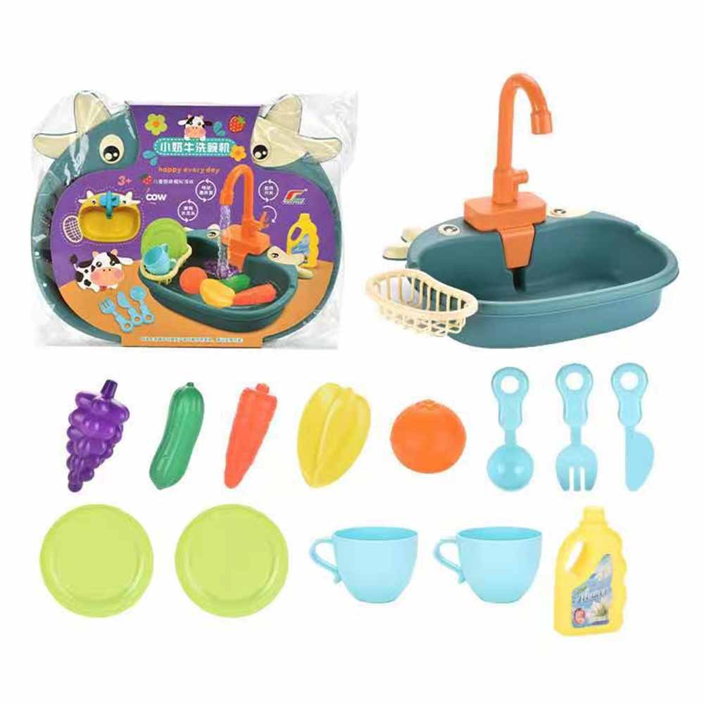 Aanrecht Speelgoed Elektrische Simulatie Vaatwasser Met Running Water Vaatwas Kinderen Keuken Speelgoed Pretend Speelhuis Speelgoed: A Blue