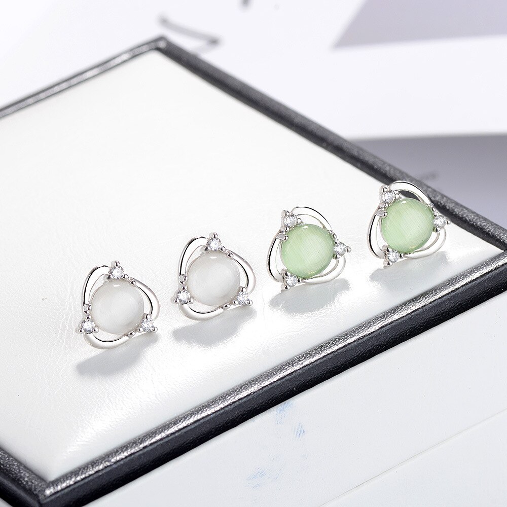100% 925 argent sterling gros opale pierre fleur femme d'anniversaire dames boucles d'oreilles bijoux Anti allergie étudiant fille