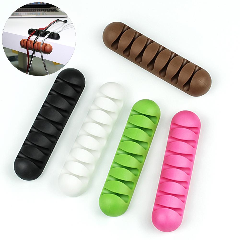7Holes Silicone Cable Winder USB Cable Organizer Wire Winder Cable Management Clips for Mouse Headphone Earphone Cable Holder
