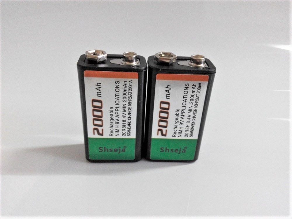 Shsee – batterie Rechargeable NI-MH 9V 6F22 2000mAh, chargeur intelligent 9V à courant élevé,