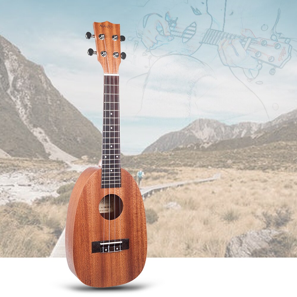 Noemí 26 pulgadas ukelele forma de piña Sapele Topboard Backboard plástico Nut Rosewood puente Ukeleles para niños pequeños niños principiantes