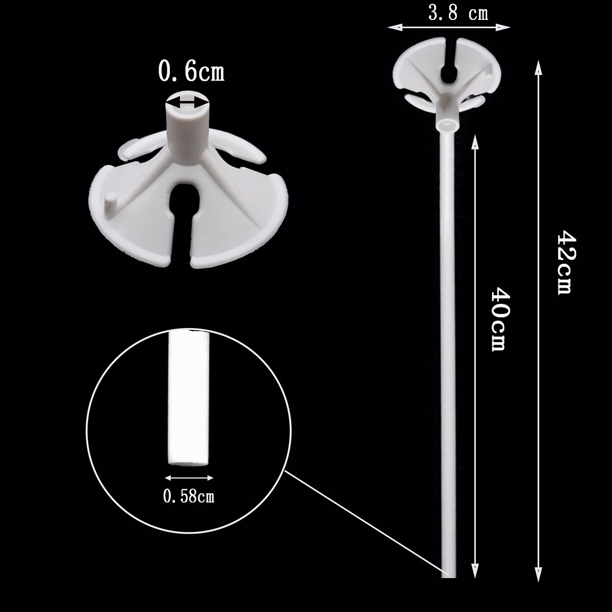 10 sets/partij 40cm Latex Ballon Stok Wit PVC Staven Ballonnen Houder Sticks met Cup Feestartikelen Partij Decoratie Accessoires: Default Title