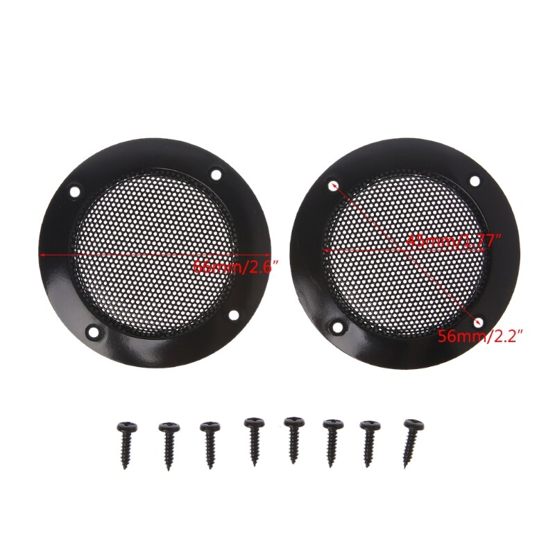 OOTDTY-carcasa de malla negra para altavoz de coche, cubierta protectora de red, 2 pulgadas, 2 unidades