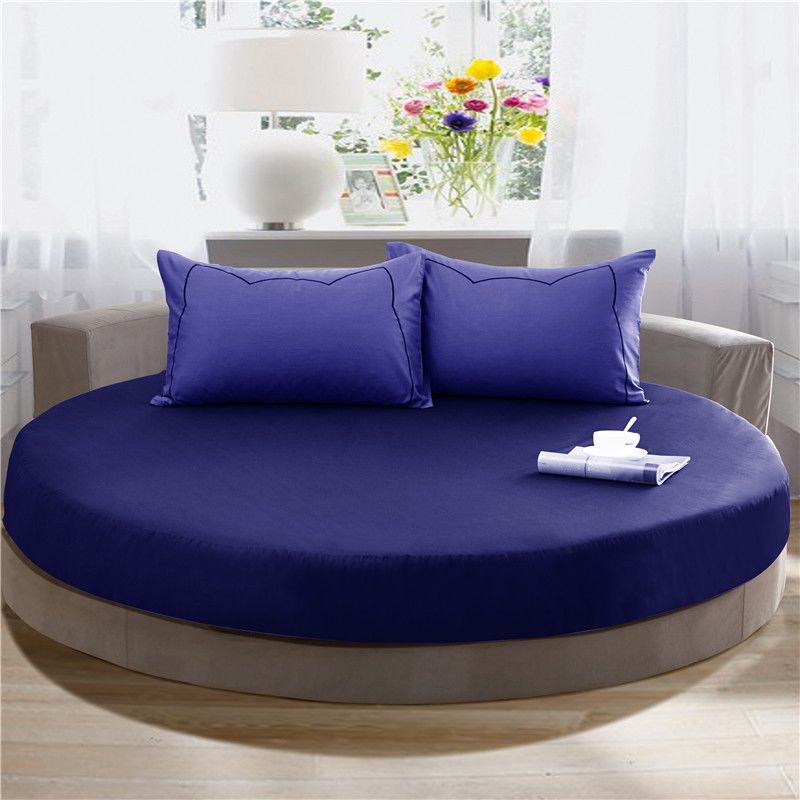 100%  runda bomullslakan romantiska enfärgade runda lakan sängkläder set övermadrass 200cm 220cm tema hotell: Blå / Diameter 200cm