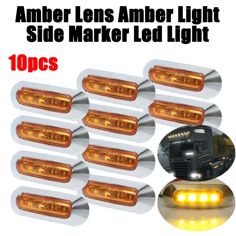 10 Pcs Amber Auto Buitenverlichting Led 12/24V 4 Smd Led Auto Wagons Side Marker Indicator trailer Rear Side Lamp