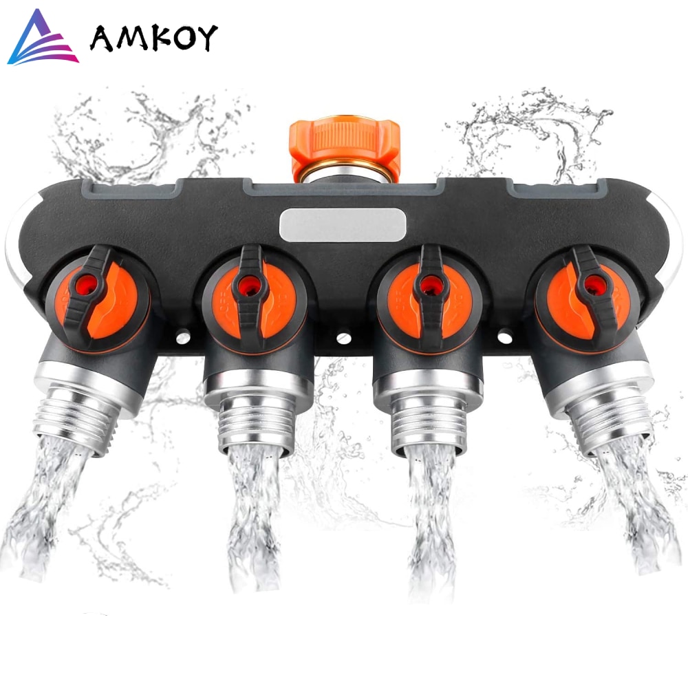 Amkoy 4 Manier Tuinslang Splitter Waterslang Connector, Kraan Adapter Met Comfortabele Rubberen Grip Voor Druppelirrigatie Gazons
