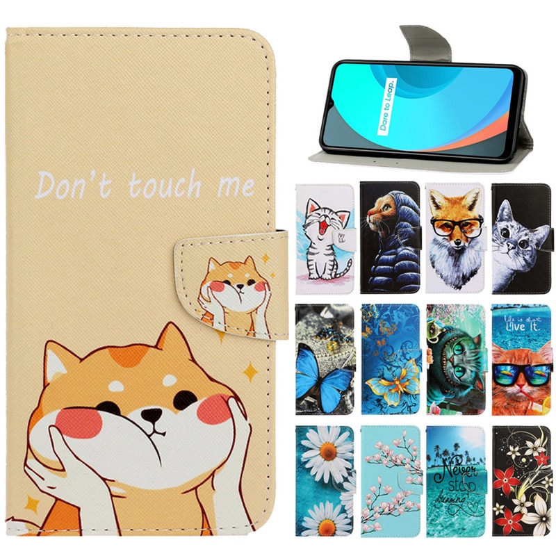 Realme  c11 hoesje voor oppo realme  c11 hoesje voor oppo realme  c 11 fundas leren magnetische flipstandaard telefoonhoesje tas etui