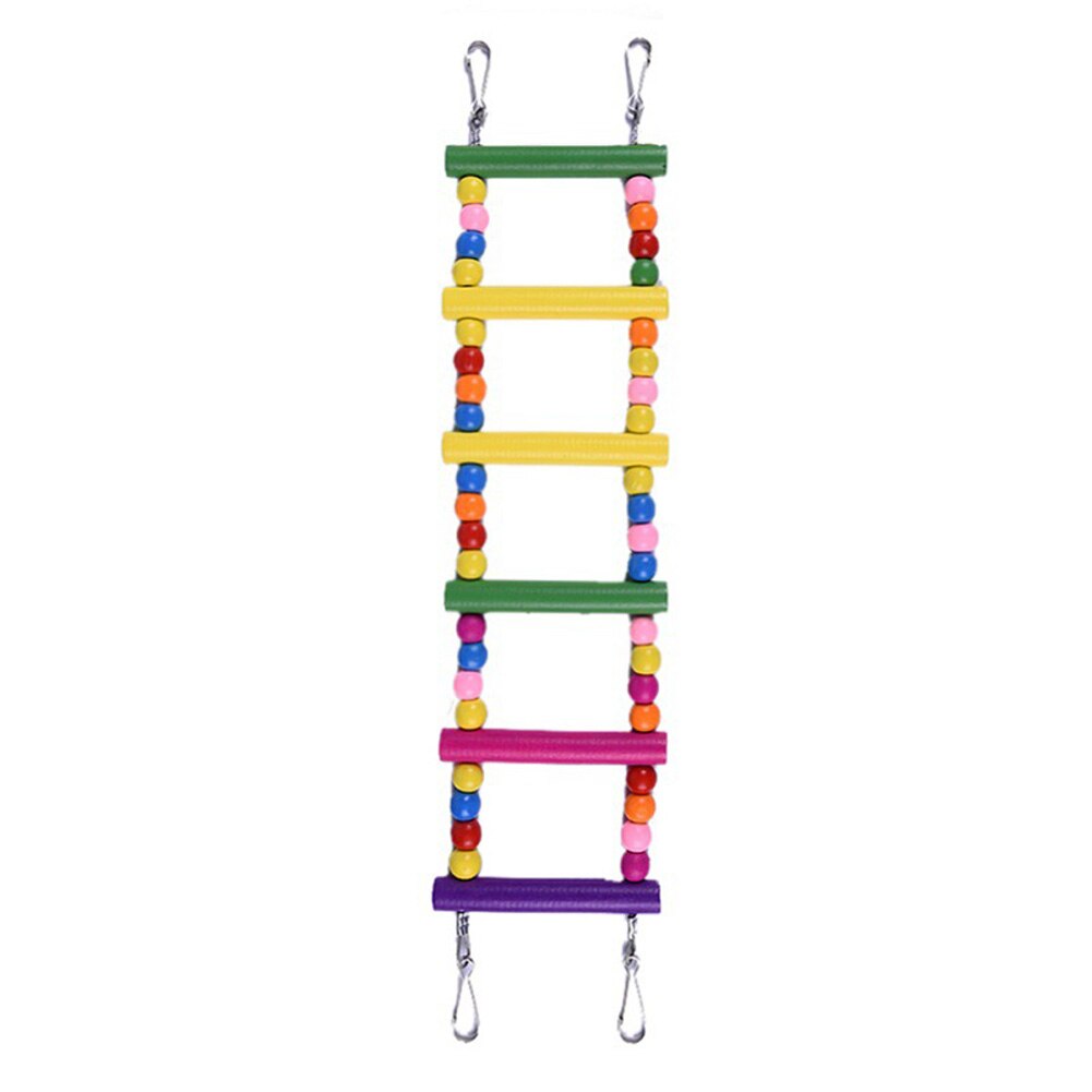 Échelle d'oiseau jouets pour perroquet animal de compagnie balançoires mâcher suspendu pont en bois arc-en-ciel échelle pour calopsitte Conure perruche aras Budgie: 6 Ladders