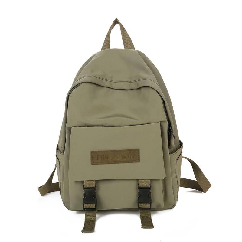 sac à dos en Nylon imperméable adolescent couleur Pure cartable femmes sacs à dos multi-poches loisirs voyage sac à dos: green