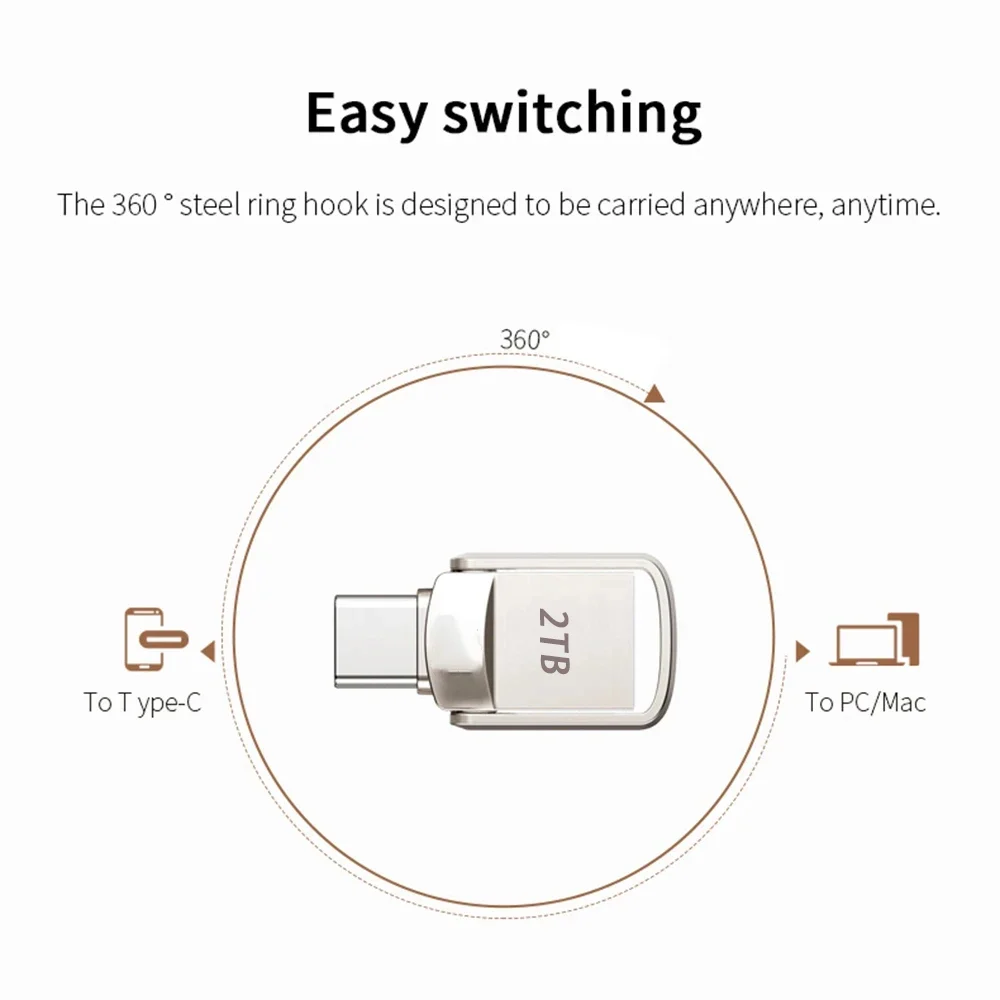Xiaomi 2TB USB Flash Drive 3.2 Type C PenDrive Memory Stick 256GB 1TB 2TB Pen Drive Flash Disk voor PC Smartphone Opslag U Disk