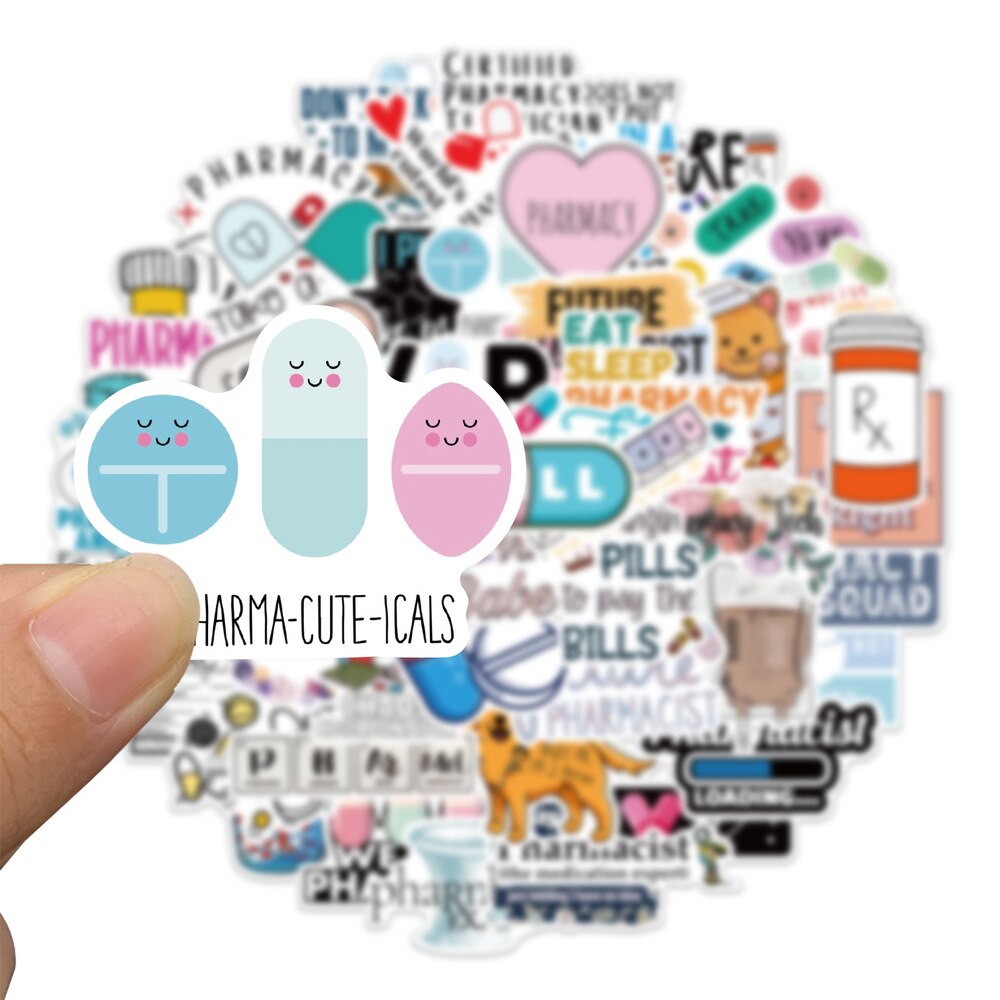 10/50Pcs Cartoon Apotheker Stickers Potion Apotheek Decal Voor Koelkast Auto Helm Diy Geschenkdoos Fiets Notebook Skate kofferbak