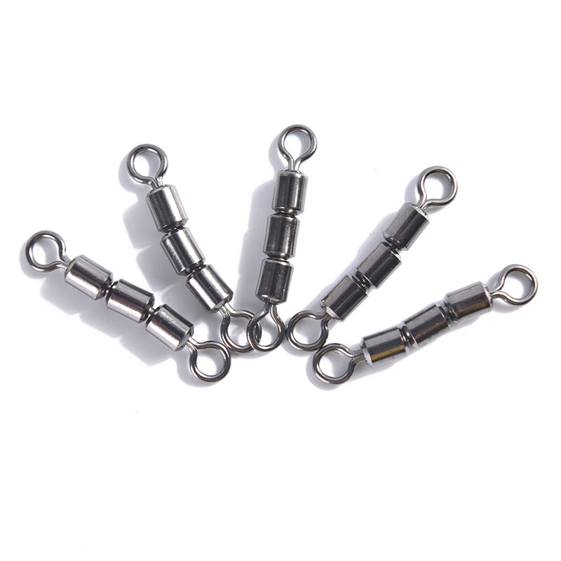10pcs/lot High Speed Connector Size2 4 6 8 10 Fishing Tools Tackle Accessories strength Fishing triple Rolling Swivel Barrel
