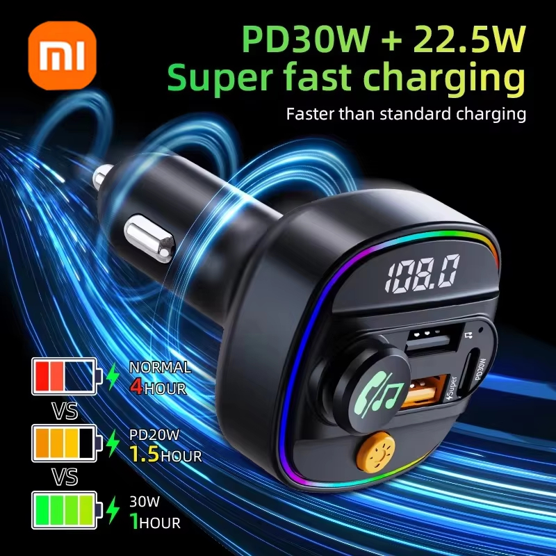 Xiaomi FM Sender Bluetooth 5.3 Freisprecheinrichtung Auto AUX Radio Modulator MP3 Player mit Schnellladeadapter Autozubehör