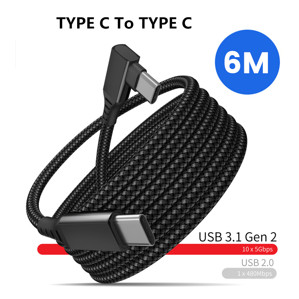 6M/5M Oculus Suche 1 Datenleitung Ladekabel Für Oculus Suche 2 Verknüpfung VR Daten Transfer kabel USB-A Typ-C VR Headset Zubehör: 6M C zu C Schwarz