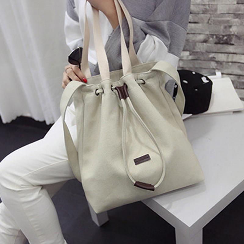 Vrouwen Canvas Schoudertassen Koord Handtas Emmer Tote Messenger Bags Purse Satchel Mode Tassen voor Vrouwen