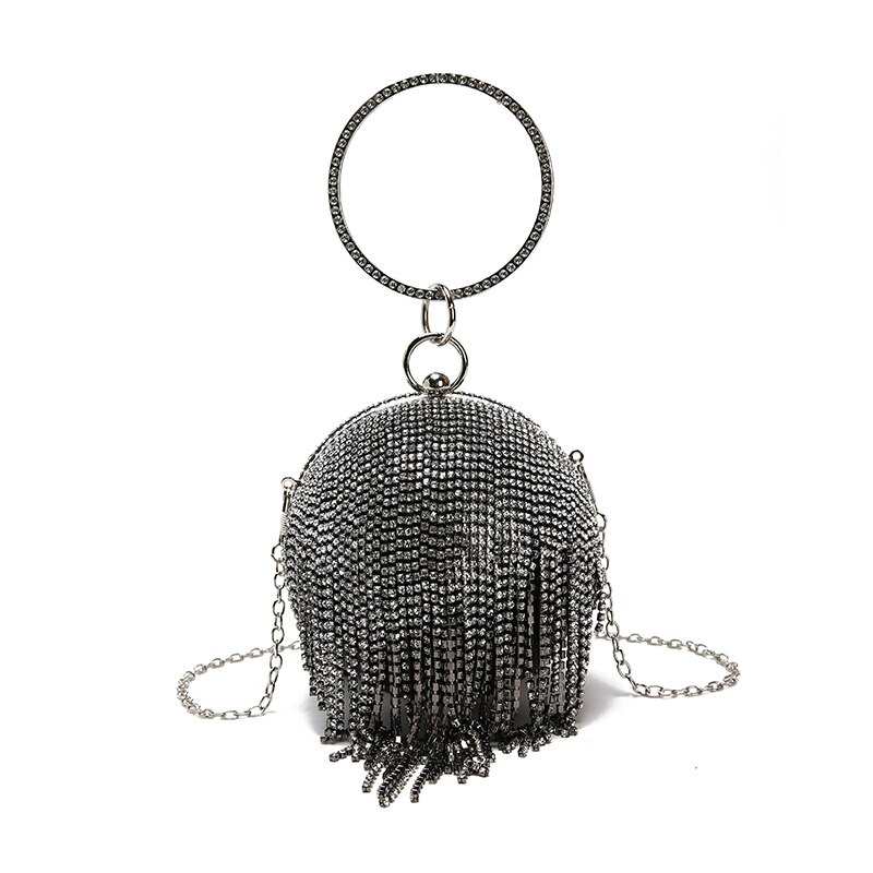 Bolsas bolsas femininas redondas douradas com bolinhas, bolsa clutch com corrente para mulheres, ftb145, 2020: black