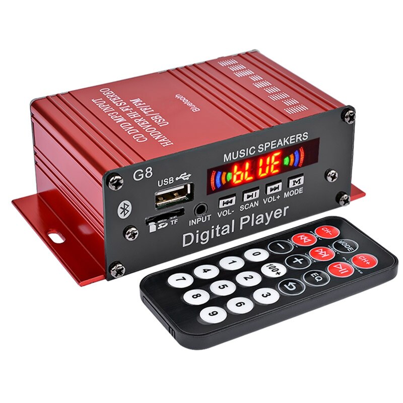 G8 200W 12V Car Audio Amplificador Hifi Audio Power Amplifier Bluetooth Home Stereo Amplifiers with Remote Control