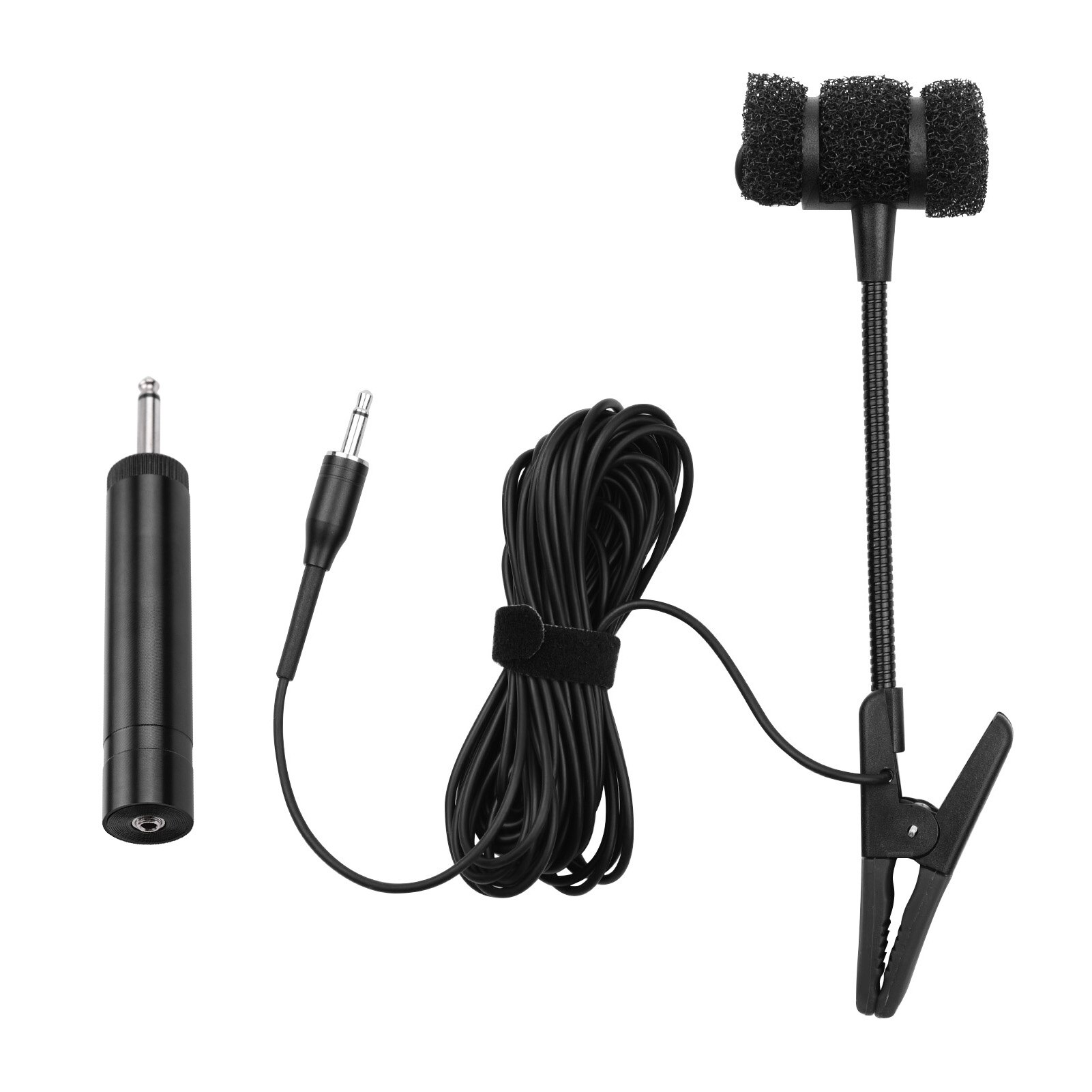 Micrófono de saxofón con cable, micrófono de condensador con Clip, enchufe de 3,5mm con enchufe de conversión de 6,35mm para trompetas, clarinetes, saxofones: Default Title