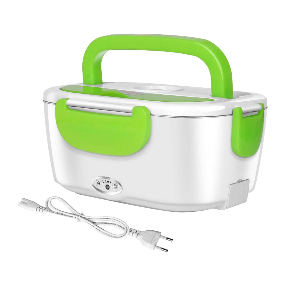 Stainless Steel Portable Electric Lunch Box Food Heater With Spoon And Two Compartments For Work 40W 220V Kitchen Pot K802: GN